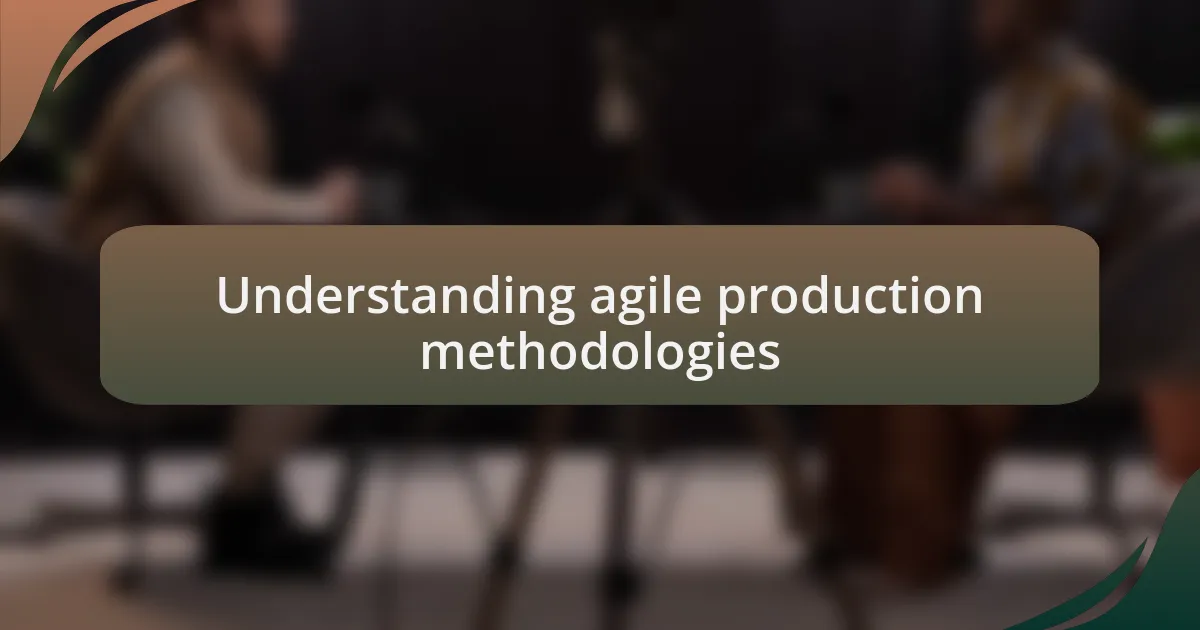 Understanding agile production methodologies