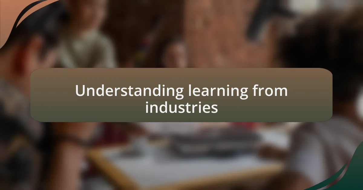 Understanding learning from industries